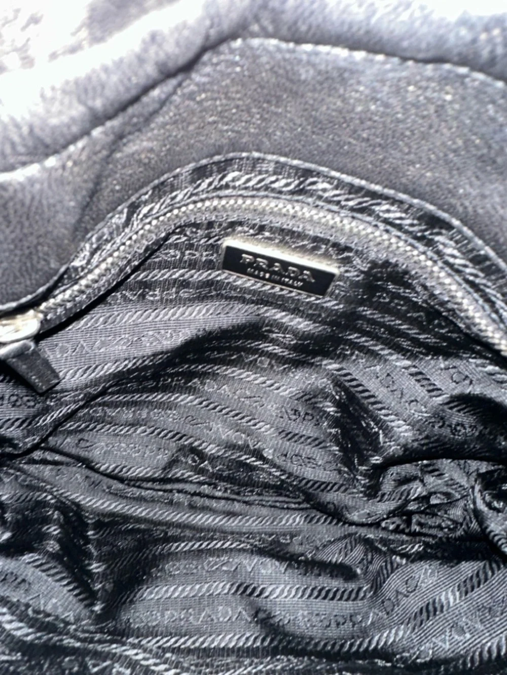 Prada Black Nylon Shoulder Hobo with Leather Trim - Picture 10 of 16